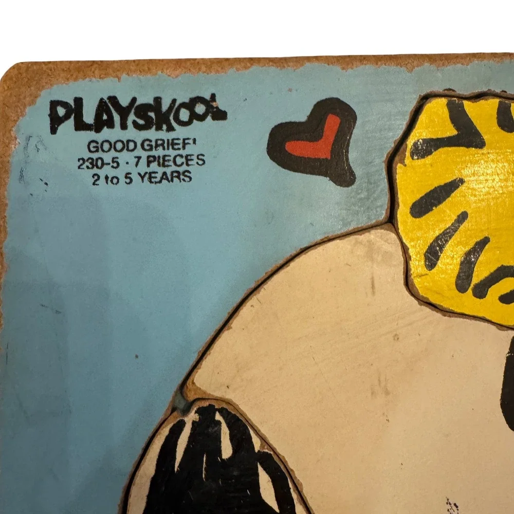 Playskool Snoopy‎ Woodstock Good Grief 7 Piece Wooden Puzzle 1958 1965